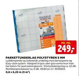 jem & fix PARKETTUNDERLAG POLYSTYREN 5 MM, NOK 249 tilbud