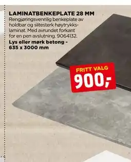 jem & fix LAMINATBENKEPLATE 28 MM, NOK 900 tilbud