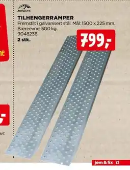 jem & fix TILHENGERRAMPER, NOK 799 tilbud
