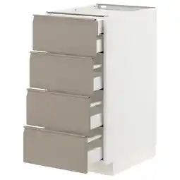 IKEA Metod / maximera Benkeskap 4 fr/2 l/3 m skuff, hvit/upplöv matt mørk beige, 40x60 cm tilbud