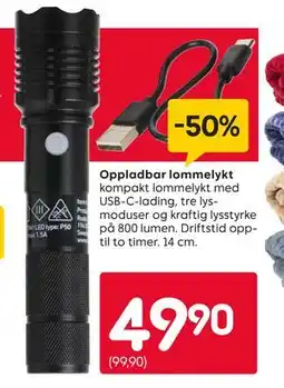 Rusta Oppladbar lommelykt, NOK 49.9 tilbud