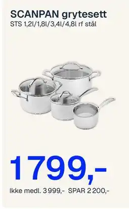 Jernia SCANPAN grytese, NOK 3999, Medlemspris tilbud