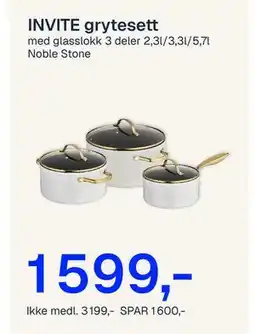 Jernia INVITE grytesett, NOK 3199, Medlemspris tilbud