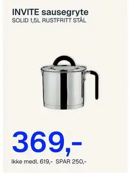Jernia INVITE sausegryte, NOK 619, Medlemspris tilbud