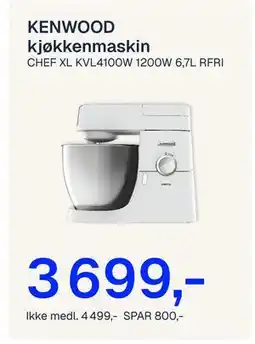 Jernia KENWOOD kjøkkenmaskin, NOK 4499, Medlemspris tilbud