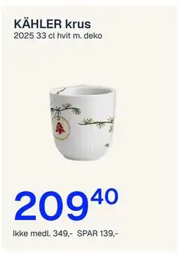 Jernia KÄHLER krus, NOK 349, Medlemspris tilbud