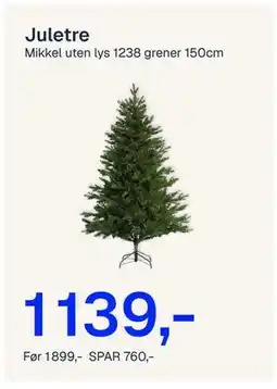 Jernia Juletre, NOK 1139 tilbud