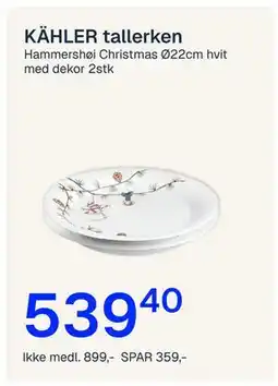 Jernia KÄHLER tallerken, NOK 899, Medlemspris tilbud