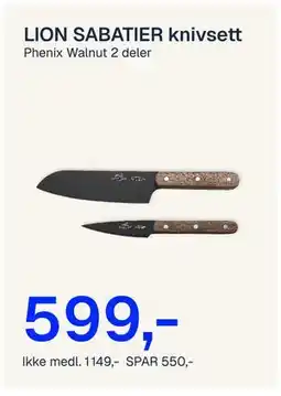 Jernia LION SABATIER knivsett, NOK 1149, Medlemspris tilbud