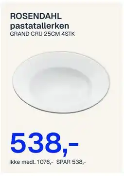 Jernia ROSENDAHL pastatallerke, NOK 1076, Medlemspris tilbud