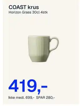 Jernia COAST krus, NOK 699, Medlemspris tilbud