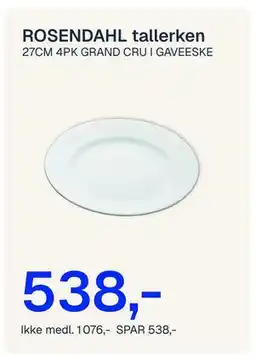 Jernia ROSENDAHL tallerken, NOK 1076, Medlemspris tilbud