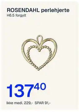 Jernia ROSENDAHL perlehjerte, NOK 229, Medlemspris tilbud