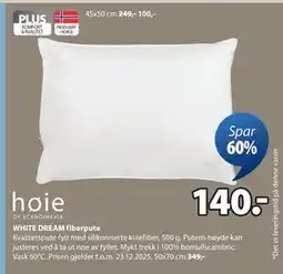 JYSK WHITE DREAM fiberpute, NOK 140 tilbud