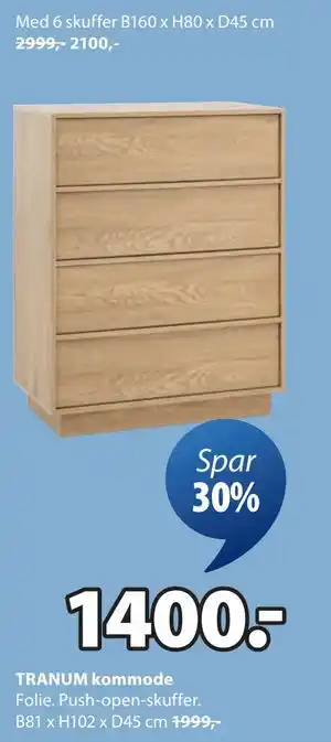 JYSK TRANUM kommode tilbud