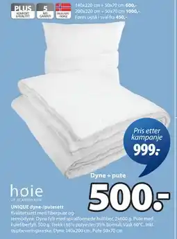 JYSK UNIQUE dyne-/putesett tilbud