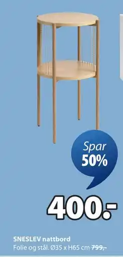 JYSK SNESLEV nattbord, NOK 400 tilbud