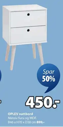JYSK OPLEV nattbord, NOK 450 tilbud