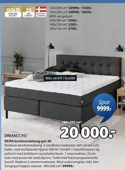 JYSK REIPA kontinentalseng grå-40, NOK 20000 tilbud