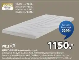JYSK WELLPUR GULEN overmadrass - grå tilbud