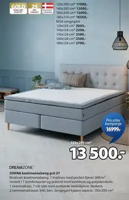 JYSK SOKNA kontinentalseng grå-27, NOK 13500 tilbud