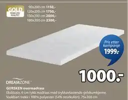 JYSK GURSKEN overmadrass tilbud
