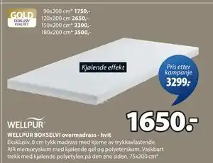 JYSK WELLPUR BOKSELVI overmadrass - hvit tilbud