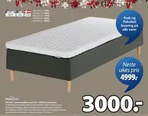 JYSK FJELNA F rammemadrass svart-06 + EKSO overmadrass tilbud