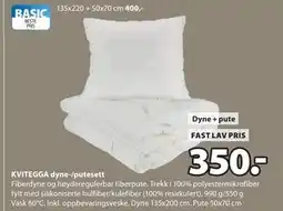 JYSK KVITEGGA dyne-/putesett tilbud