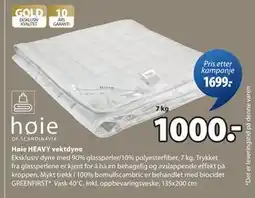 JYSK Høie HEAVY vektdyne, NOK 1000 tilbud