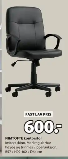 JYSK NIMTOFTE kontorstol, NOK 600 tilbud
