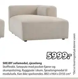 JYSK SKEJBY sofamodul, sjeselong, NOK 5999 tilbud