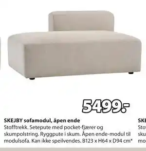 JYSK SKEJBY sofamodul, åpen ende, NOK 5499 tilbud