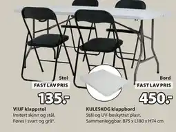 JYSK KULESKOG klappbord, NOK 450 tilbud