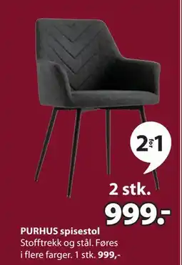 JYSK PURHUS spisestol, NOK 999 tilbud