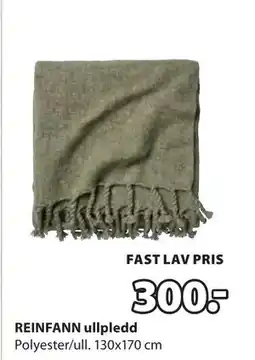 JYSK REINFANN ullpledd, NOK 300 tilbud
