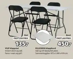 JYSK VIUF klappstol, NOK 135 tilbud