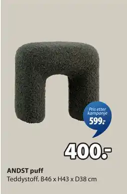 JYSK ANDST puff, NOK 400 tilbud