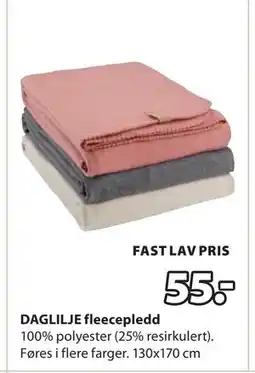 JYSK DAGLILJE fleecepledd, NOK 55 tilbud