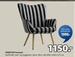 JYSK SIMESTED lenestol, NOK 1150 tilbud