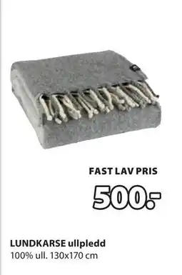 JYSK LUNDKARSE ullpledd, NOK 500 tilbud