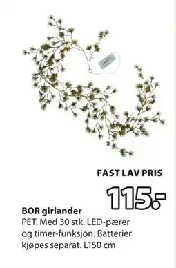JYSK BOR girlander, NOK 115 tilbud