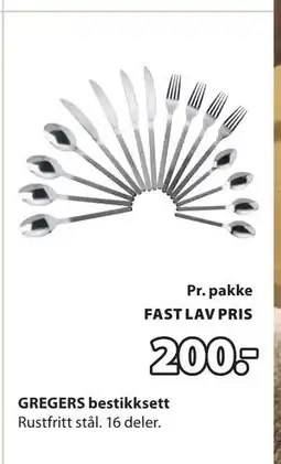 JYSK GREGERS bestikksett, NOK 200 tilbud