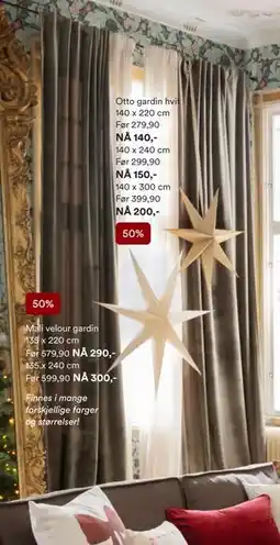 Kid Interiør Otto gardin hvit tilbud
