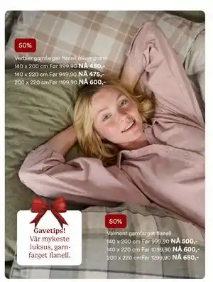 Kid Interiør Valmont garnfarget flanell 140 x 200 cm tilbud