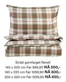 Kid Interiør Sirdal garnfarget flanell 140 x 200 cm tilbud
