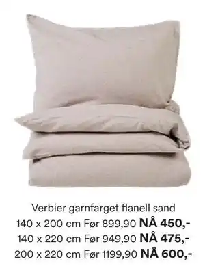 Kid Interiør Verbier garnfarget flanell sand 140 x 200 cm tilbud