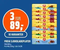 Coop Obs FREIA SJOKOLADEPLATER, NOK 89 tilbud