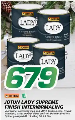 Coop Byggmix JOTUN LADY SUPREME FINISH INTERIØRMALING, NOK 679 tilbud