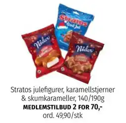 Nille Stratos julefigurer, karamellstjerner & skumkarameller, Medlemspris tilbud